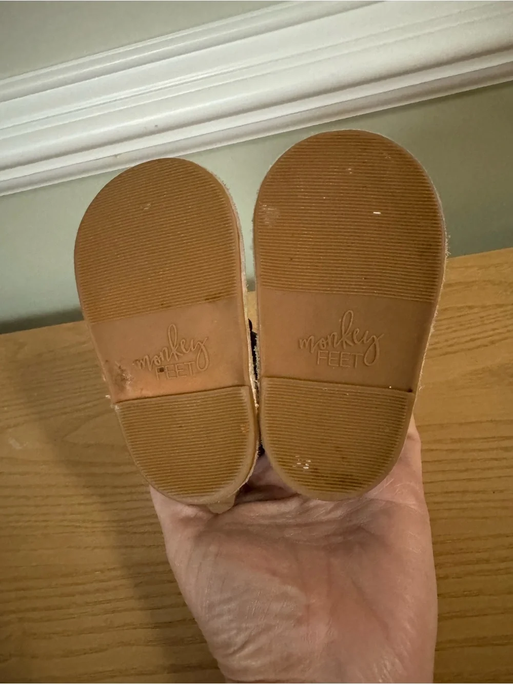 Monkey Feet Teal Metallic Leather Scalloped T-Strap Mary Janes 6-12M